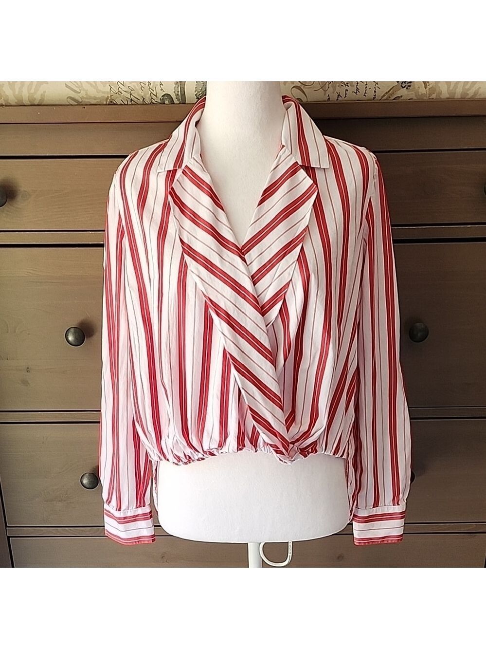 Harshman Mia 100% Cotton Red & White Stripes Size XS